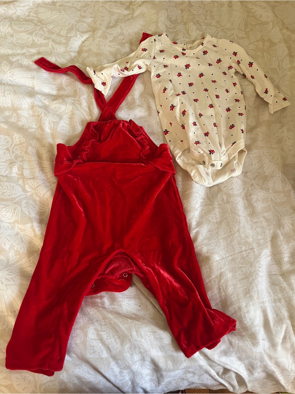 Holiday Velvet Overalls Set